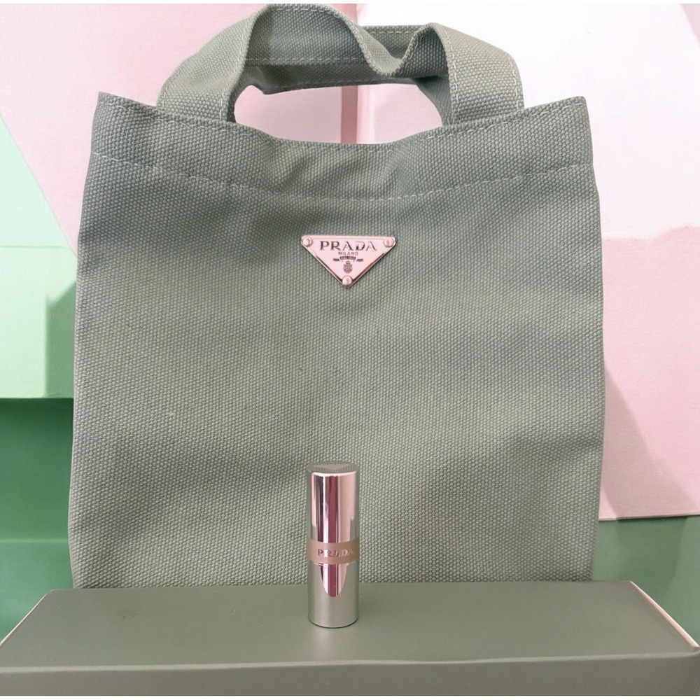 Prada Beauty Mini Canvas Tote Lunch Bag + Banana Yellow Lip Balm GIFT SET! NIB